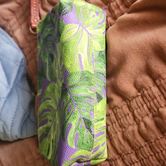 Dooney & Bourke Leaf Print Cosmetic Pouch - Purple and Green - Picture 3 of 4